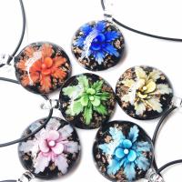 Lampwork Necklace, with rubber cord, fashion jewelry & for woman, more colors for choice, 31mm, Length:40-45 cm, Sold By PC