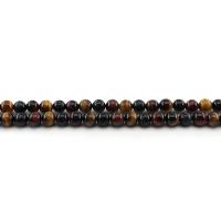 Tiger Eye Beads, Runde, poleret, du kan DIY & forskellig størrelse for valg, blandede farver, Solgt Per Ca. 38 cm Strand