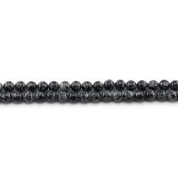 Snowflake obsidian perler, Runde, poleret, du kan DIY & forskellig størrelse for valg, sort, Solgt Per Ca. 38 cm Strand