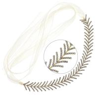 Bridal Hair Wreath Zinc Alloy with Organza gold color plated for woman & with rhinestone golden nickel lead & cadmium free Sold By PC