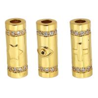 Brass Tube Beads Column gold color plated DIY & micro pave cubic zirconia golden nickel lead & cadmium free Approx 3mm Sold By PC