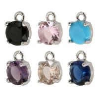 Cubic Zirconia Brass Pendants with Cubic Zirconia silver color plated DIY nickel lead & cadmium free Approx 1mm Sold By PC