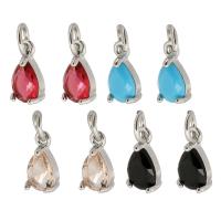 Cubic Zirconia Brass Pendants with Cubic Zirconia Teardrop silver color plated DIY nickel lead & cadmium free Approx 3.5mm Sold By PC