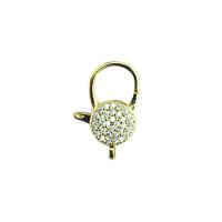 Brass Lobster Clasp plated & micro pave cubic zirconia 17mm Sold By PC