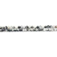 Perles en jade, jade d'arc-en-ciel, Rond, poli, DIY, blanc et noir, 6mm, Environ 62PC/brin, Vendu par brin