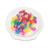 Broj akril perla, Pismo abecede, možete DIY & emajl, više boja za izbor, 4x7mm, Rupa:Približno 1.5mm, 100računala/Torba, Prodano By Torba