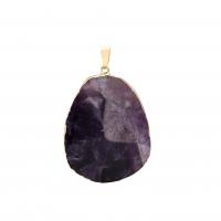 Amethyst Pendant with Brass fashion jewelry & Unisex 45-55mm Sold By PC