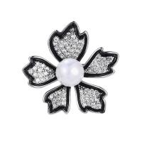 Cubic Zirconia Brooch Brass with Plastic Pearl micro pave cubic zirconia & for woman nickel lead & cadmium free Sold By PC
