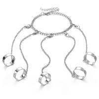 Gothic Bracelet Ring Zinc Alloy with 1.96inch extender chain platinum color plated punk style & Unisex & adjustable nickel lead & cadmium free US Ring Length Approx 7 Inch Sold By PC