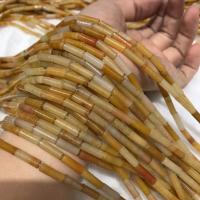 Natural Jade Beads Jade Yellow Column polished DIY Length 38 cm Sold By PC