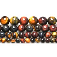 Tiger Eye Beads, Runde, du kan DIY & forskellig størrelse for valg, blandede farver, Solgt af Strand