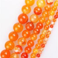Natural Lace Agate Beads Round DIY orange Sold By Strand