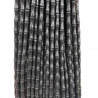 Grânulos de pedra vulcânica preta, Obsidiana, Bamboo, polido, DIY, preto, 5x12mm, Aprox 32PCs/Strand, vendido para Aprox 38-40 cm Strand