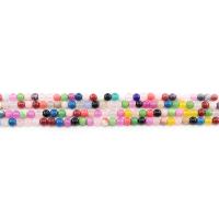 Festett Marble Üveggyöngy, Kerek, csiszolt, DIY, kevert színek, 4mm, Kb 90PC-k/Strand, Által értékesített Strand