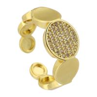Cubic Zirconia Micro Pave Brass Ring gold color plated fashion jewelry & adjustable & micro pave cubic zirconia golden nickel lead & cadmium free 9mm 7mm US Ring Sold By PC