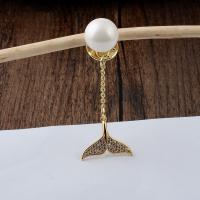 Plastic Pearl Brooch Brass with Plastic Pearl micro pave cubic zirconia & for woman golden nickel lead & cadmium free Sold By PC
