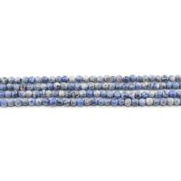 Grânulos de pedra de mancha azuis, pontos azuis, Roda, polido, DIY & facetada, azul, 4mm, Aprox 90PCs/Strand, vendido por Strand