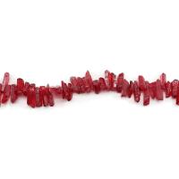 Φυσικό χάντρες επιμετάλλωση χαλαζία, Clear Quartz, Ακανόνιστη, επιχρυσωμένο, DIY & διαφορετικό μέγεθος για την επιλογή, βαθύ κόκκινο, Sold Per Περίπου 38 cm Strand