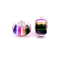 Resin European Beads with Brass Flat Round silver color plated DIY multi-colored Approx Sold By Bag