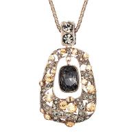 Zinek svetr řetěz náhrdelník, s Krystal, módní šperky & pro ženy & s drahokamu, více barev na výběr, nikl, olovo a kadmium zdarma, 73x37mm, Prodáno za Cca 31.5 inch Strand