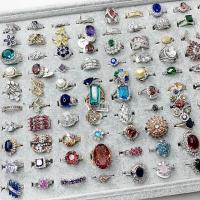 Mosiężny zestaw pierścieni, Mosiądz, biżuteria moda & mikro utorować cyrkonia & dla kobiety, mieszane kolory, bez zawartości niklu, ołowiu i kadmu, 8mm-25mm, sprzedane przez torba