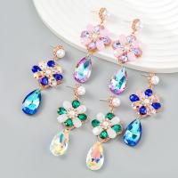 Kolczyk z kryształem górskim, Stop cynku, ze Tworzywa ABS perła & Akryl, biżuteria moda & dla kobiety & z kamieniem, dostępnych więcej kolorów, 63x27mm, sprzedane przez para