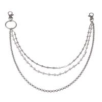 Ziergürtel, Zinklegierung, mit Kunststoff Perlen, plattiert, mehrschichtig & unisex, 32mm, Länge 38 cm, 43 cm, 50 cm, verkauft von PC