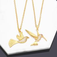 Brass Necklace with 5 extender chain Bird 18K gold plated & for woman & with rhinestone Length 45 cm Sold By PC