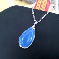 Fashion Necklace Jewelry Moonstone with Iron Teardrop platinum color plated Unisex white nickel lead & cadmium free Length Approx 42 cm Sold By Bag