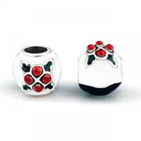 Zinc Alloy European Beads Round silver color plated DIY & enamel white nickel lead & cadmium free Approx Sold By Bag