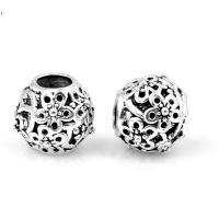 Zinc Alloy European Beads Round silver color plated DIY & hollow nickel lead & cadmium free Approx Sold By Bag