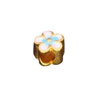Brass European perle, Mesing, Cvijet, umrijeti-lijevanje, emajl, zlato, 10x8mm, 10računala/Torba, Prodano By Torba