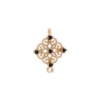 Cubic Zirconia Micro Pave Brass Connector gold color plated with cubic zirconia Sold By Bag