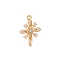 Cubic Zirconia Micro Pave Brass Connector Snowflake gold color plated with cubic zirconia gold Sold By Bag