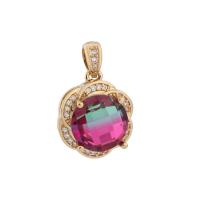 Cubic Zirconia Brass Pendants gold color plated with cubic zirconia multi-colored Sold By Bag