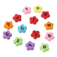 Koraliki akrylowe alfabet, Akryl, Kwiat, DIY & różne wzory do wyboru & emalia, dostępnych więcej kolorów, 11x11x4mm, otwór:około 2mm, sprzedane przez torba