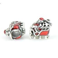 Zinc Alloy European Beads Santa Claus silver color plated DIY & enamel red nickel lead & cadmium free Approx Sold By Bag