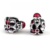 Zinc Alloy European Beads Santa Claus silver color plated DIY & enamel red nickel lead & cadmium free Approx Sold By Bag
