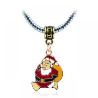 European Style Zinc Alloy Dangle Beads Santa Claus gold color plated Unisex & enamel red nickel lead & cadmium free Approx Sold By Bag