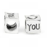 Zinc Alloy European Beads Square silver color plated DIY nickel lead & cadmium free Approx Sold By Bag