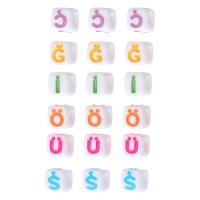 Alphabet Acrylic Beads Square DIY & enamel Approx 3mm Sold By Bag