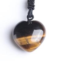 Tiger Eye Necklace with Nylon Cord Heart fashion jewelry & Unisex 30mm Length 15.75 Inch Sold By PC