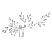 Dekoracyjne włosów Grzebień dla nowożeńców, Kryształ górski, ze Druty mosiężne & Akryl, Platerowane w kolorze srebra, dla kobiety, srebro, 160x90mm, sprzedane przez PC