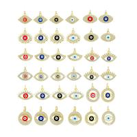 Evil Eye Pendants Brass gold color plated & DIY & evil eye pattern & micro pave cubic zirconia & enamel nickel lead & cadmium free Sold By PC