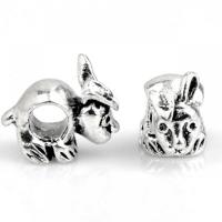Zinc Alloy European Beads Rabbit silver color plated DIY nickel lead & cadmium free Approx Sold By Bag