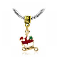 European Style Zinc Alloy Dangle Beads gold color plated Unisex & enamel red nickel lead & cadmium free Approx Sold By Bag