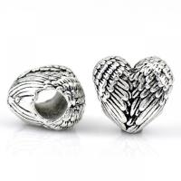 Zinc Alloy European Beads Heart silver color plated DIY nickel lead & cadmium free Approx Sold By Bag