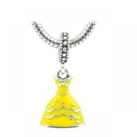 European Style Zinc Alloy Dangle Beads Skirt silver color plated Unisex & enamel yellow nickel lead & cadmium free Approx Sold By Bag
