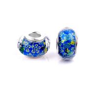 Gyanta European gyöngyök, -val Vas, Lámpa, ezüst színű bevonattal, DIY, kék, 8.50x14mm, Kb 100PC-k/Bag, Által értékesített Bag