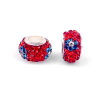 Resin European Beads Resin Rhinestone with Iron Lantern silver color plated DIY red Approx Sold By Bag